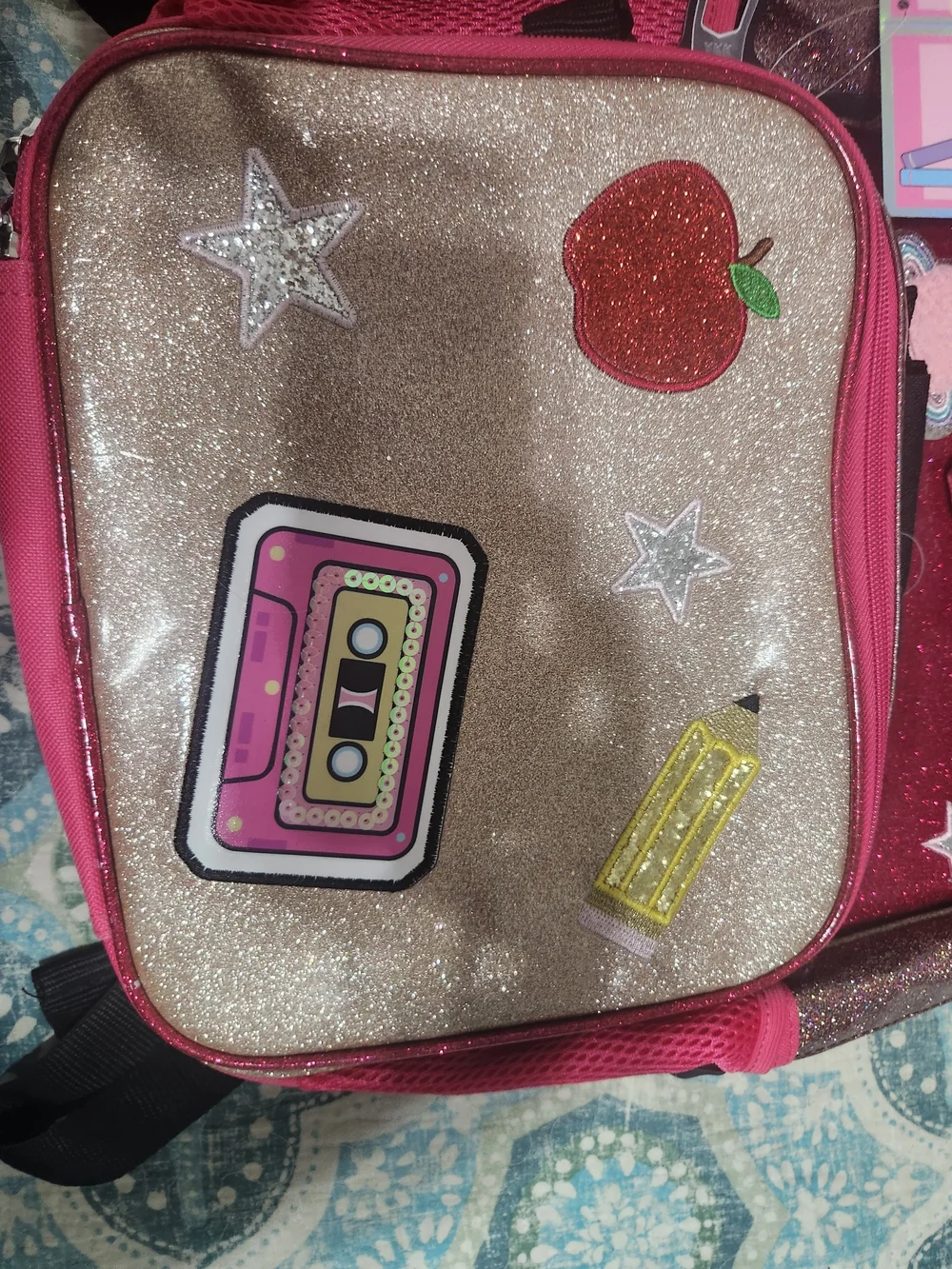 Pink Glitter Kids Backpack and Accessories Set